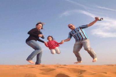 Family in desert